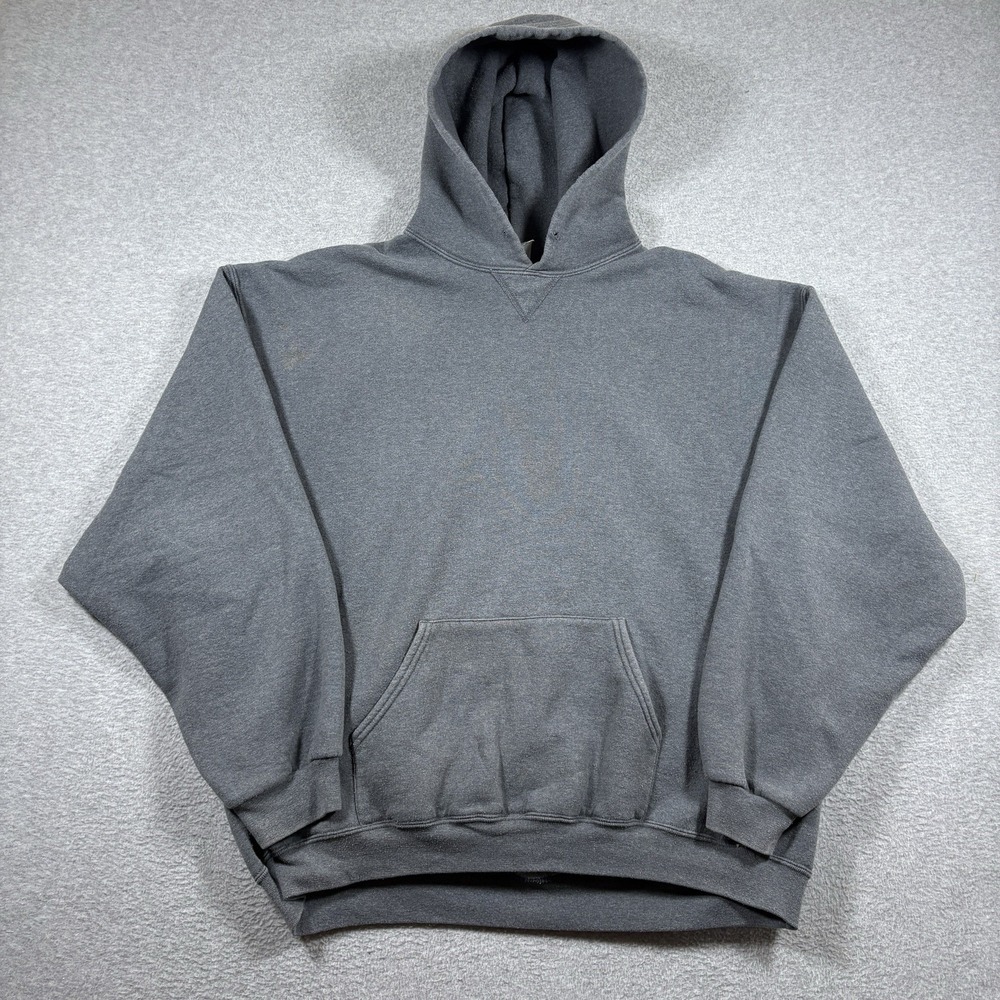 Vintage Russell Athletic Mens XXL Dark Gray Pullover Sweatshirt Hoodie Y2K